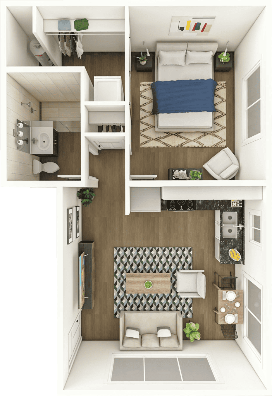 1 Bedroom Apartment for Rent in Midtown Floor Plan